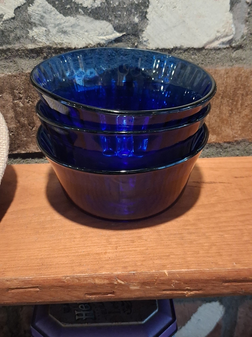 Cobalt Blue Glass Bowls - Set of 3